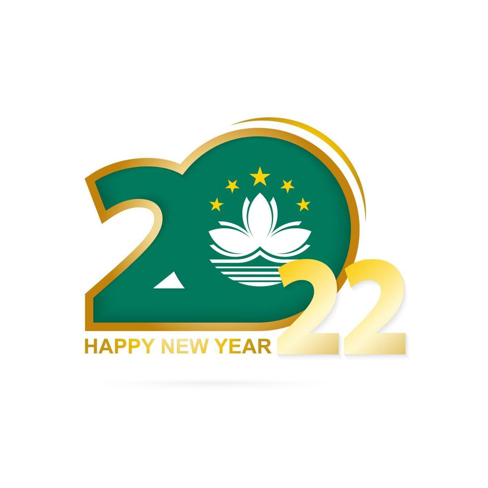 año 2022 con patrón de bandera de macao. diseño de feliz año nuevo. vector