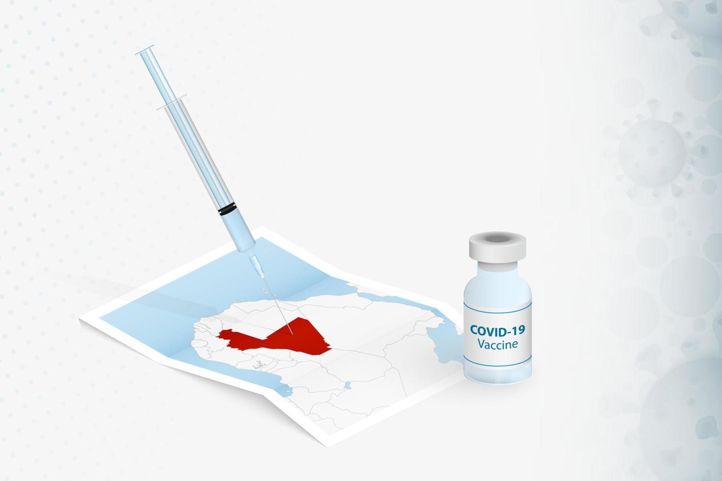 Mali Vaccination, Injection with COVID-19 vaccine in Map of Mali. vector