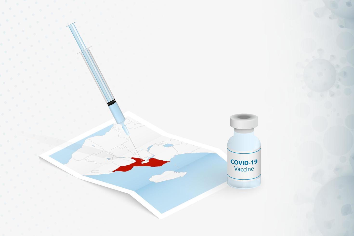 Mozambique Vaccination, Injection with COVID-19 vaccine in Map of Mozambique. vector