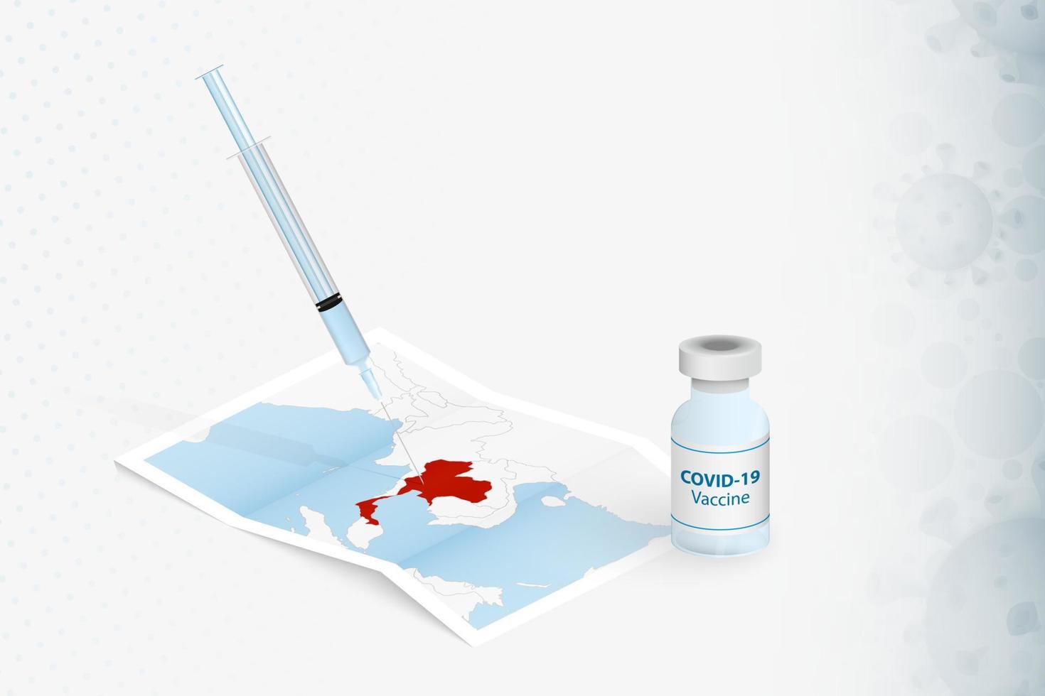 Thailand Vaccination, Injection with COVID-19 vaccine in Map of Thailand. vector