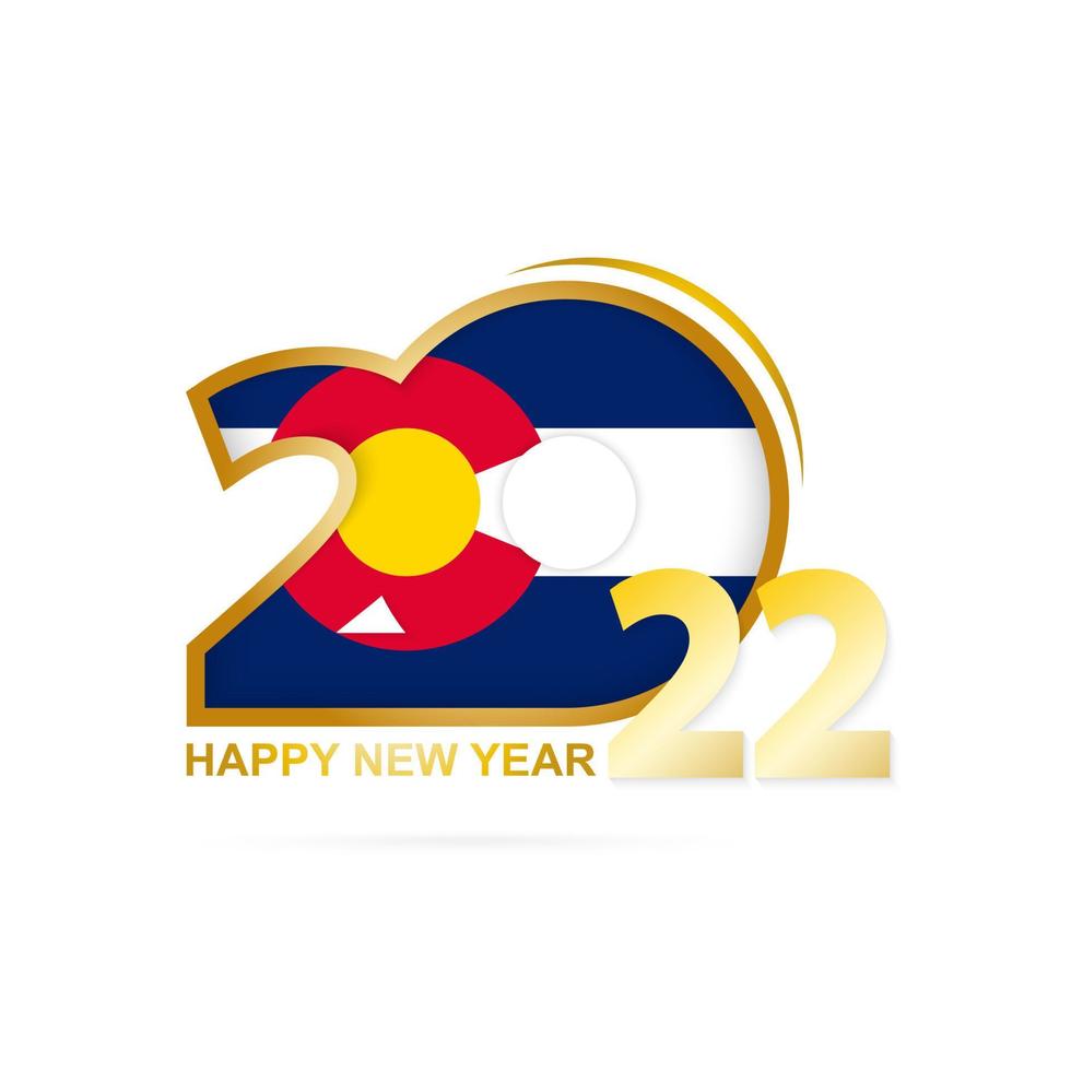 Year 2022 with Colorado Flag pattern. Happy New Year Design. vector