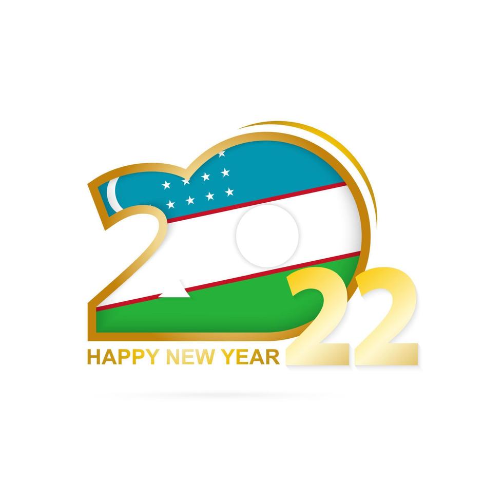 año 2022 con patrón de bandera de uzbekistán. diseño de feliz año nuevo. vector