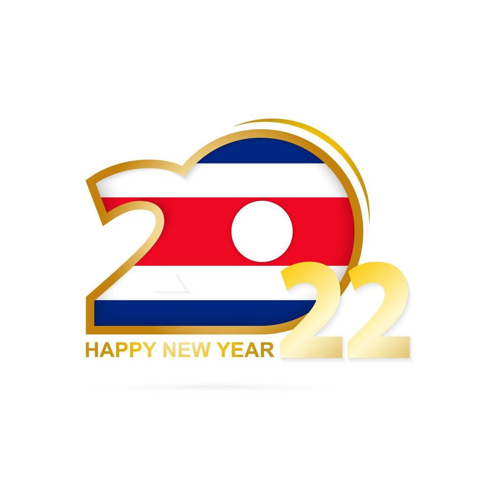 año 2022 con patrón de bandera de costa rica. diseño de feliz año nuevo. vector