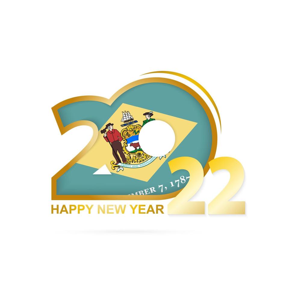 año 2022 con patrón de bandera de delaware. diseño de feliz año nuevo. vector