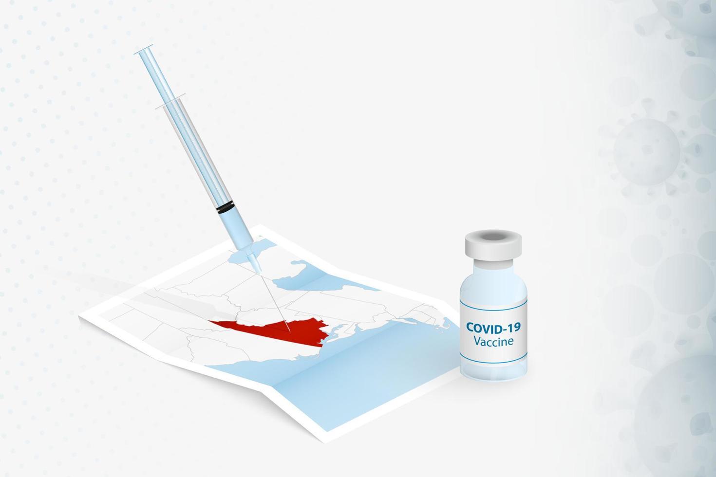 Virginia Vaccination, Injection with COVID-19 vaccine in Map of Virginia. vector