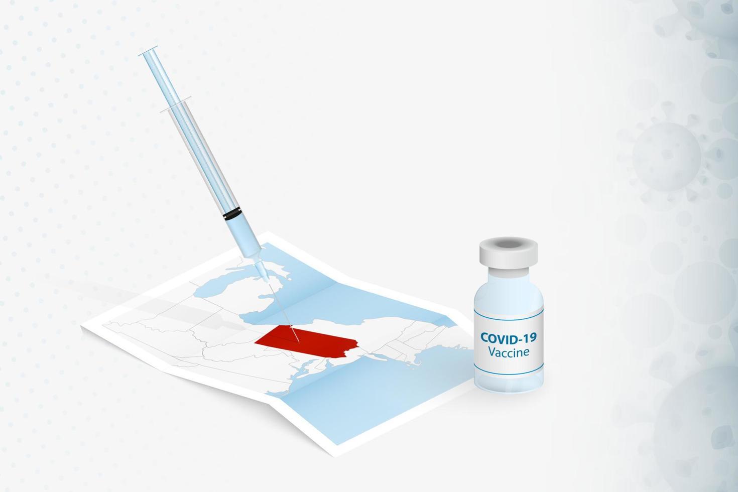 Pennsylvania Vaccination, Injection with COVID-19 vaccine in Map of Pennsylvania. vector