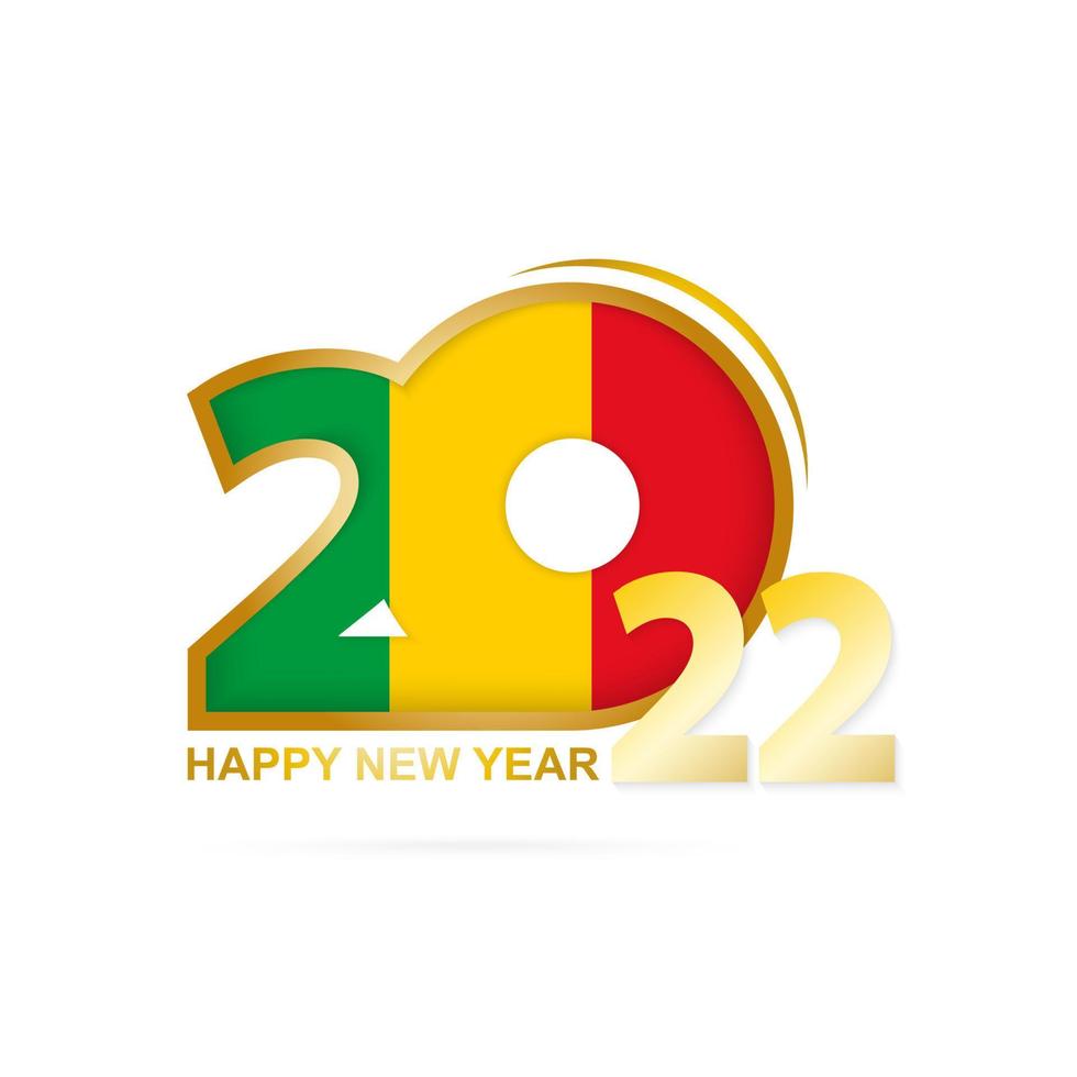 año 2022 con patrón de bandera de Malí. diseño de feliz año nuevo. vector