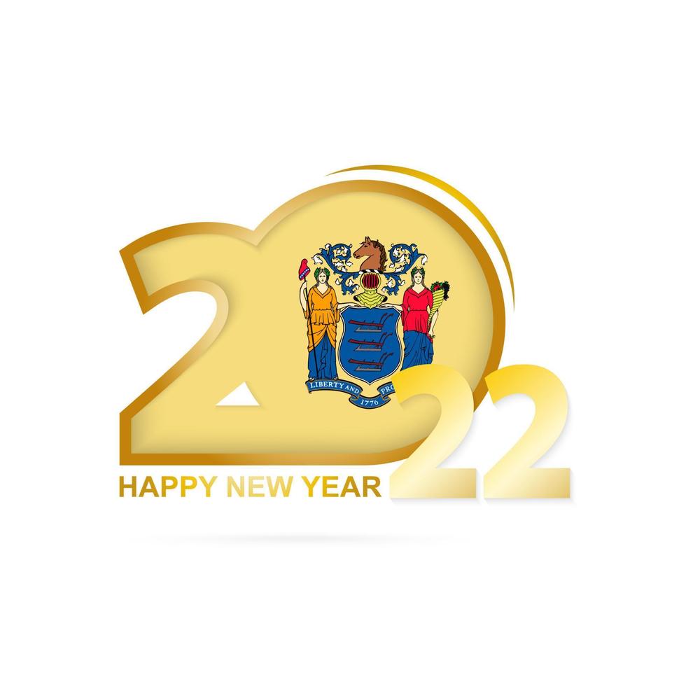 Year 2022 with New Jersey Flag pattern. Happy New Year Design. vector