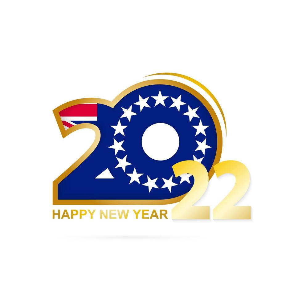 Year 2022 with Cook Islands Flag pattern. Happy New Year Design. vector