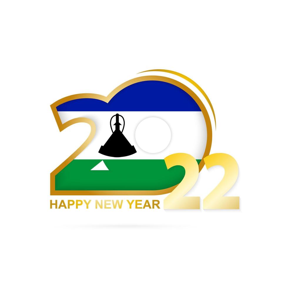 Year 2022 with Lesotho Flag pattern. Happy New Year Design. vector