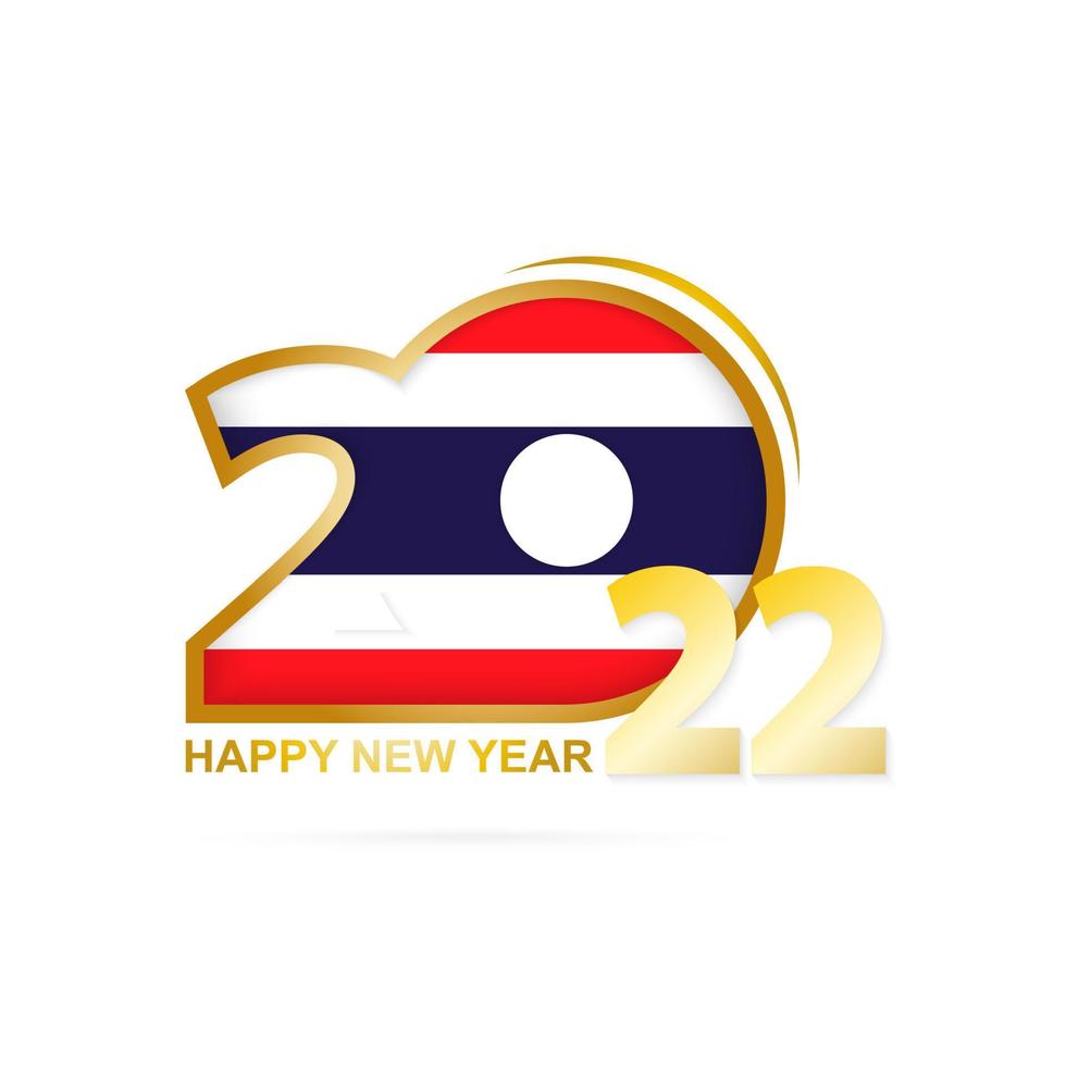 Year 2022 with Thailand Flag pattern. Happy New Year Design. vector