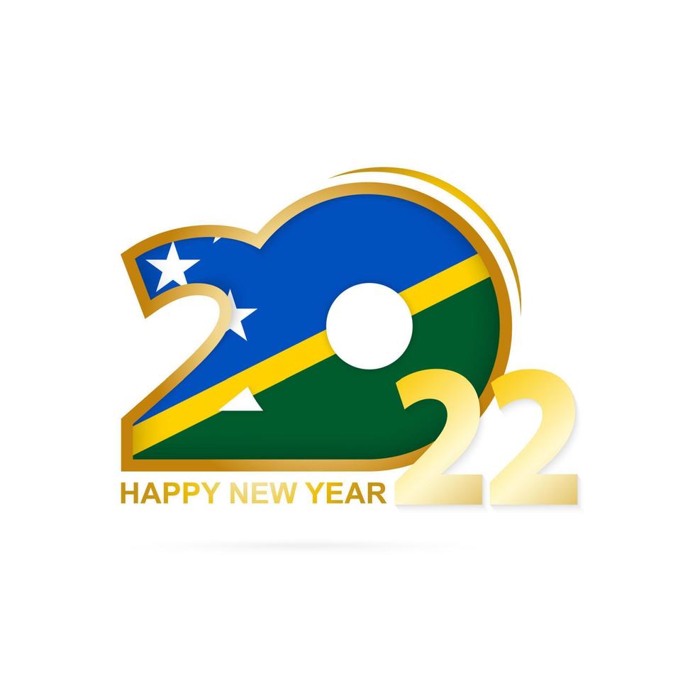 año 2022 con patrón de bandera de las islas salomón. diseño de feliz año nuevo. vector