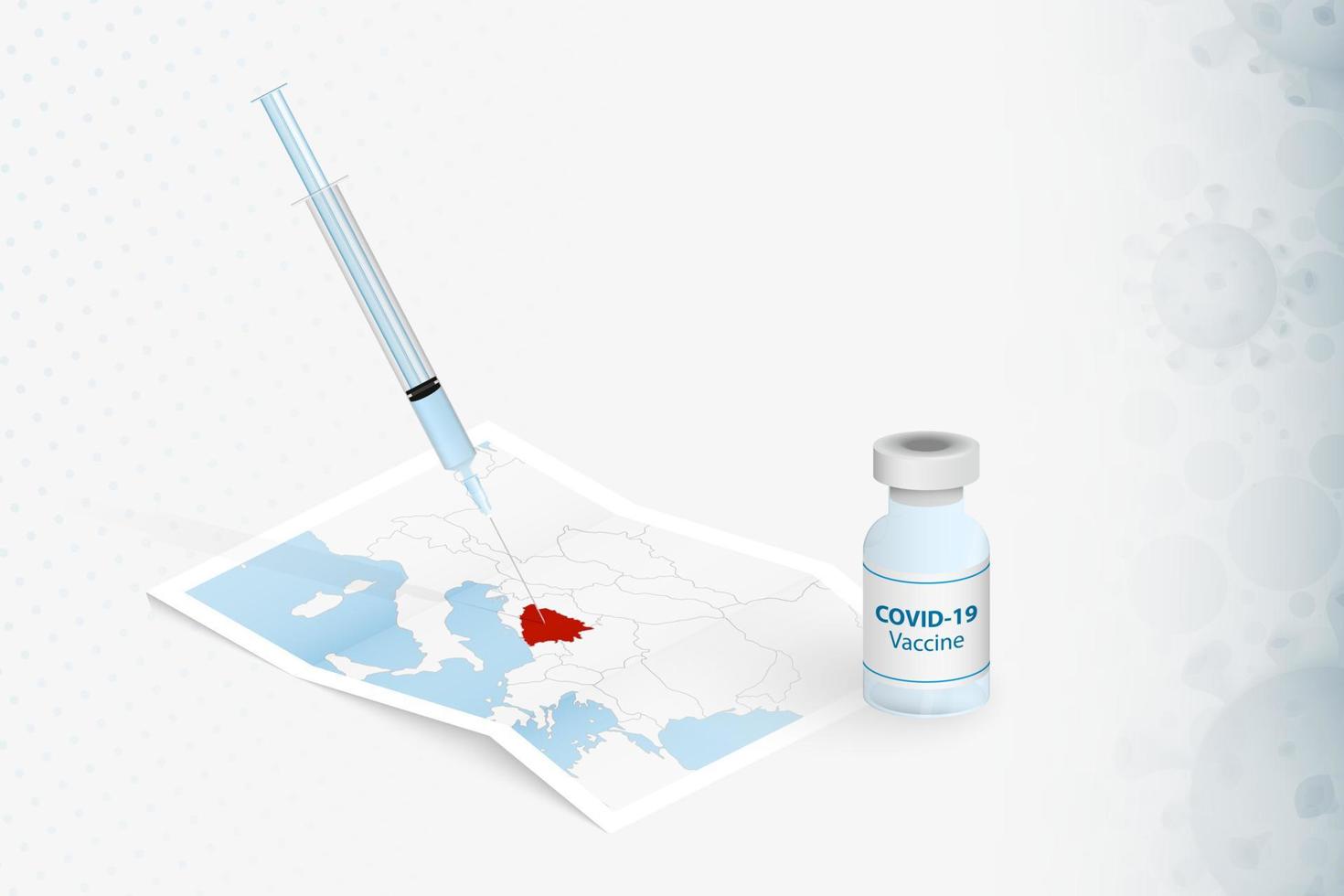vacunación de bosnia y herzegovina, inyección con vacuna covid-19 en el mapa de bosnia y herzegovina. vector