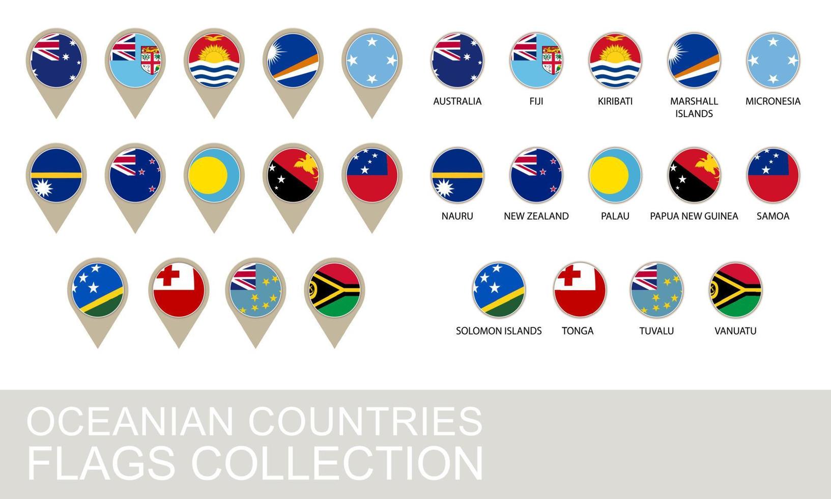 Oceania Countries Flags Collection vector