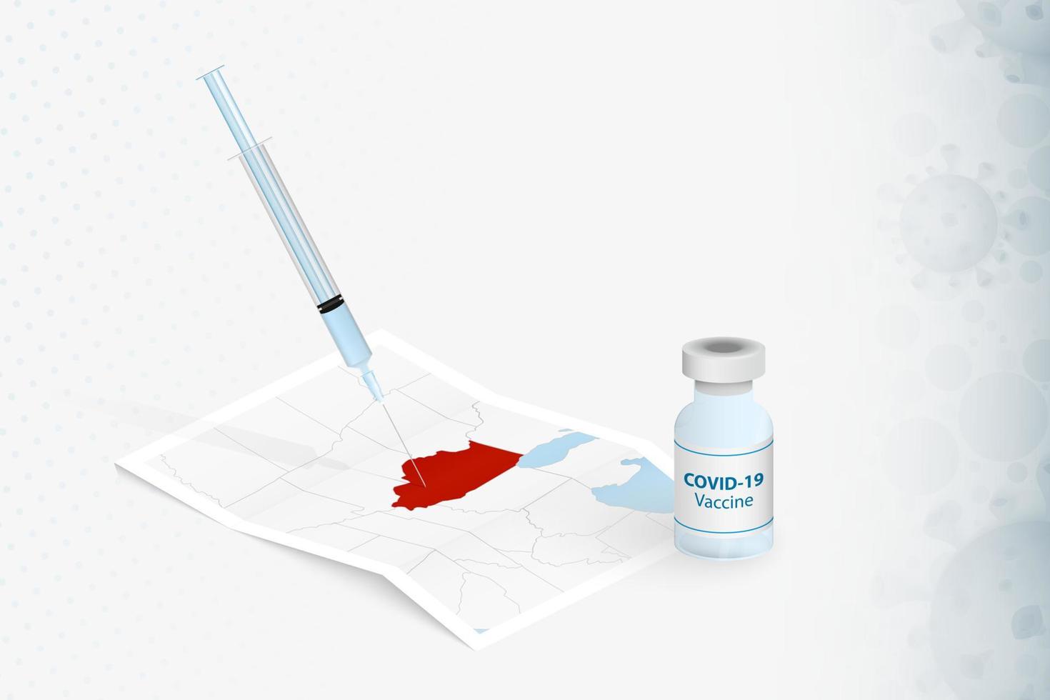 vacunación de illinois, inyección con la vacuna covid-19 en el mapa de illinois. vector