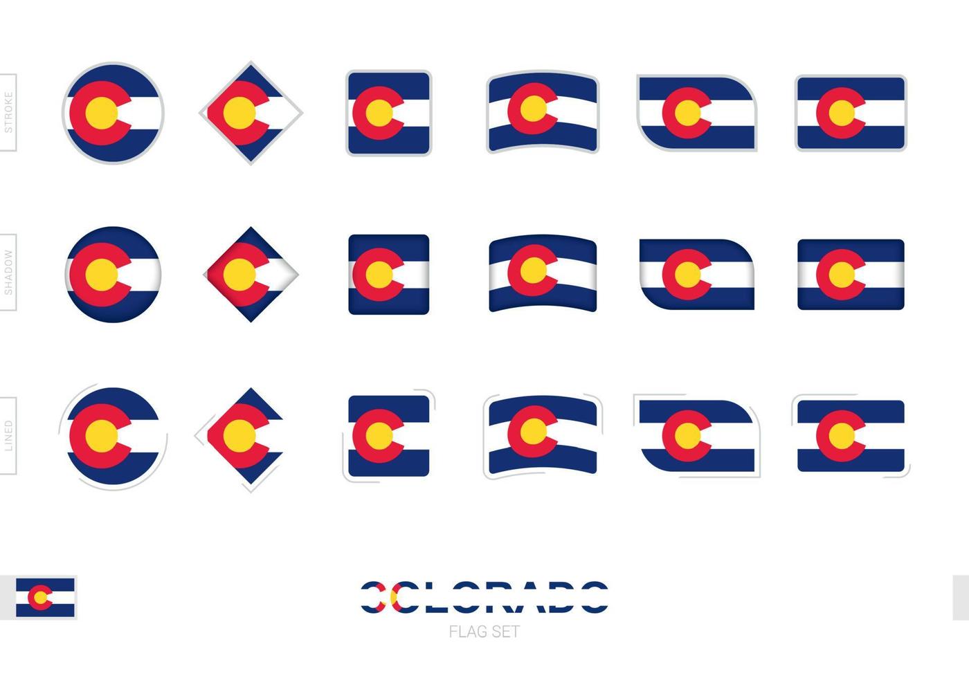 Colorado flag set, simple flags of Colorado with three different effects. vector