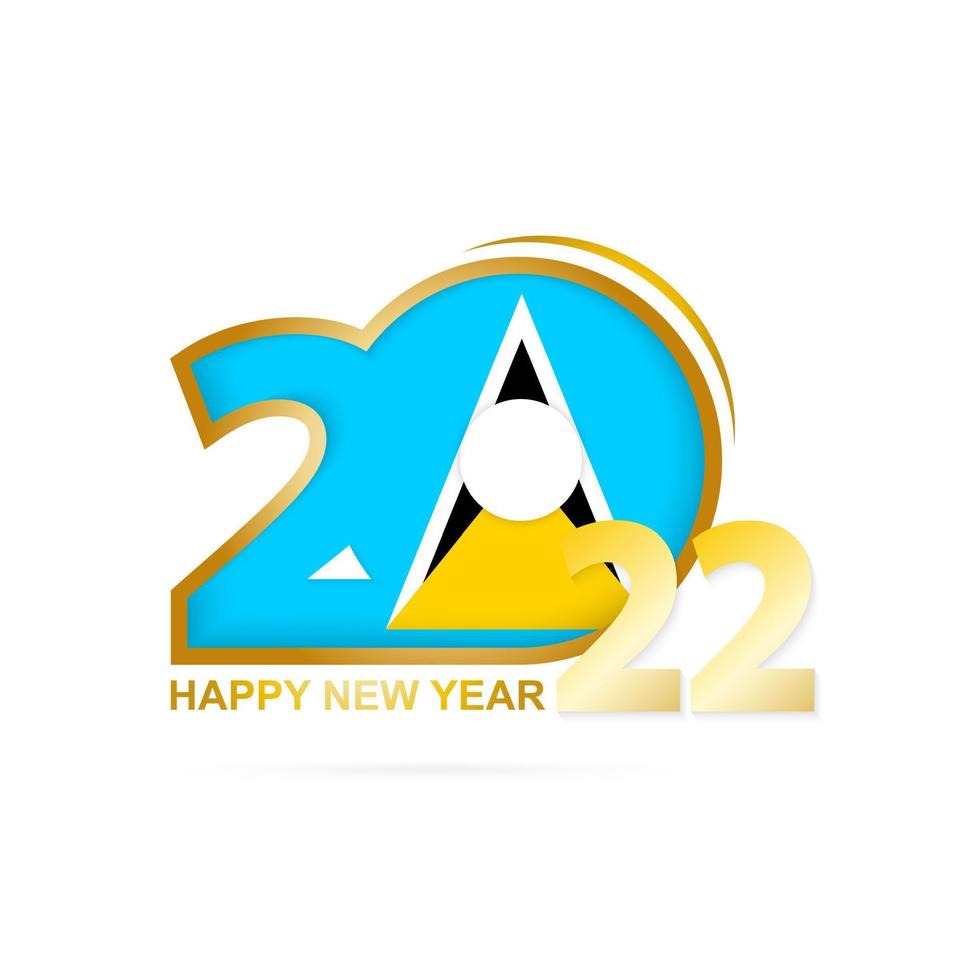 Year 2022 with Saint Lucia Flag pattern. Happy New Year Design. vector