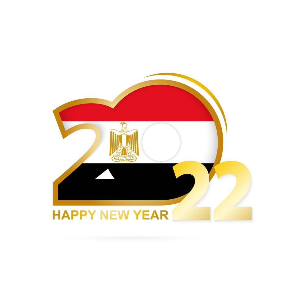 año 2022 con patrón de bandera de Egipto. diseño de feliz año nuevo. vector