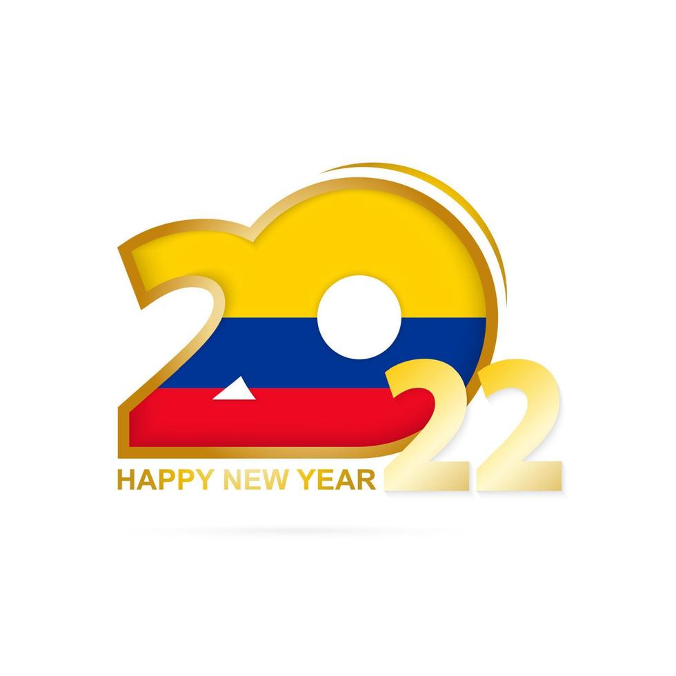 Year 2022 with Colombia Flag pattern. Happy New Year Design. vector