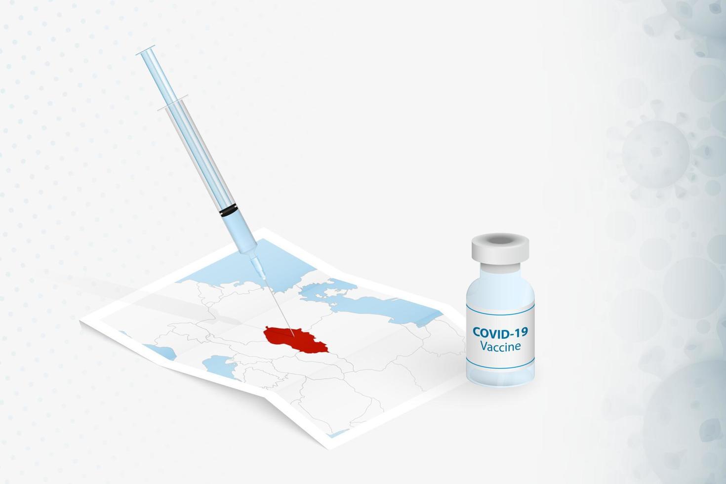 Czech Republic Vaccination, Injection with COVID-19 vaccine in Map of Czech Republic. vector