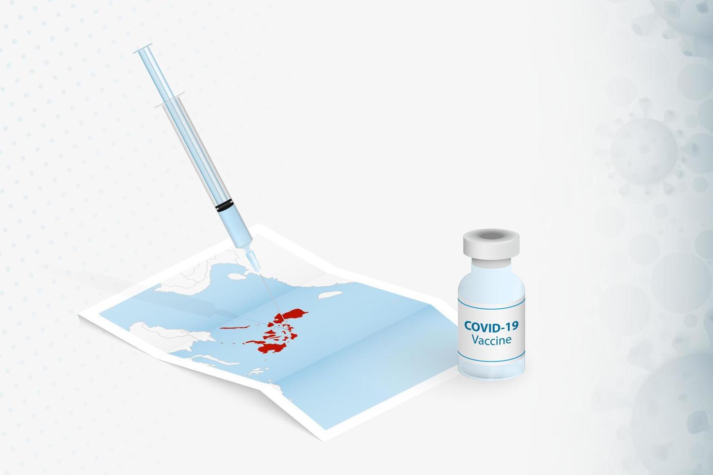 Philippines Vaccination, Injection with COVID-19 vaccine in Map of Philippines. vector