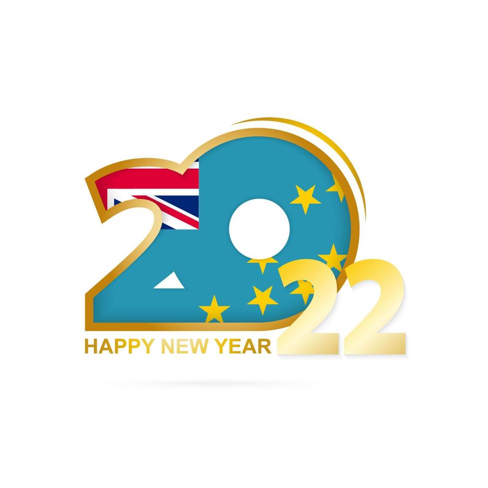 Year 2022 with Tuvalu Flag pattern. Happy New Year Design. vector