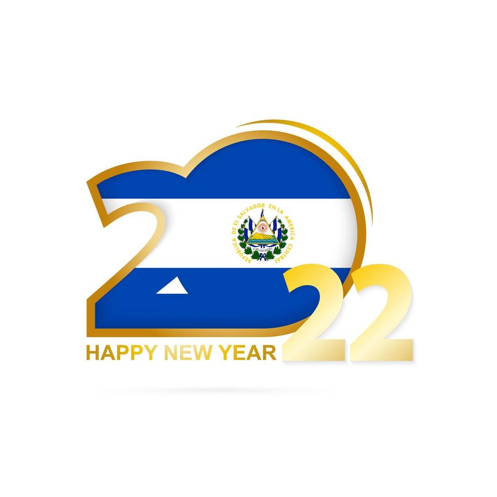 Year 2022 with El Salvador Flag pattern. Happy New Year Design. vector