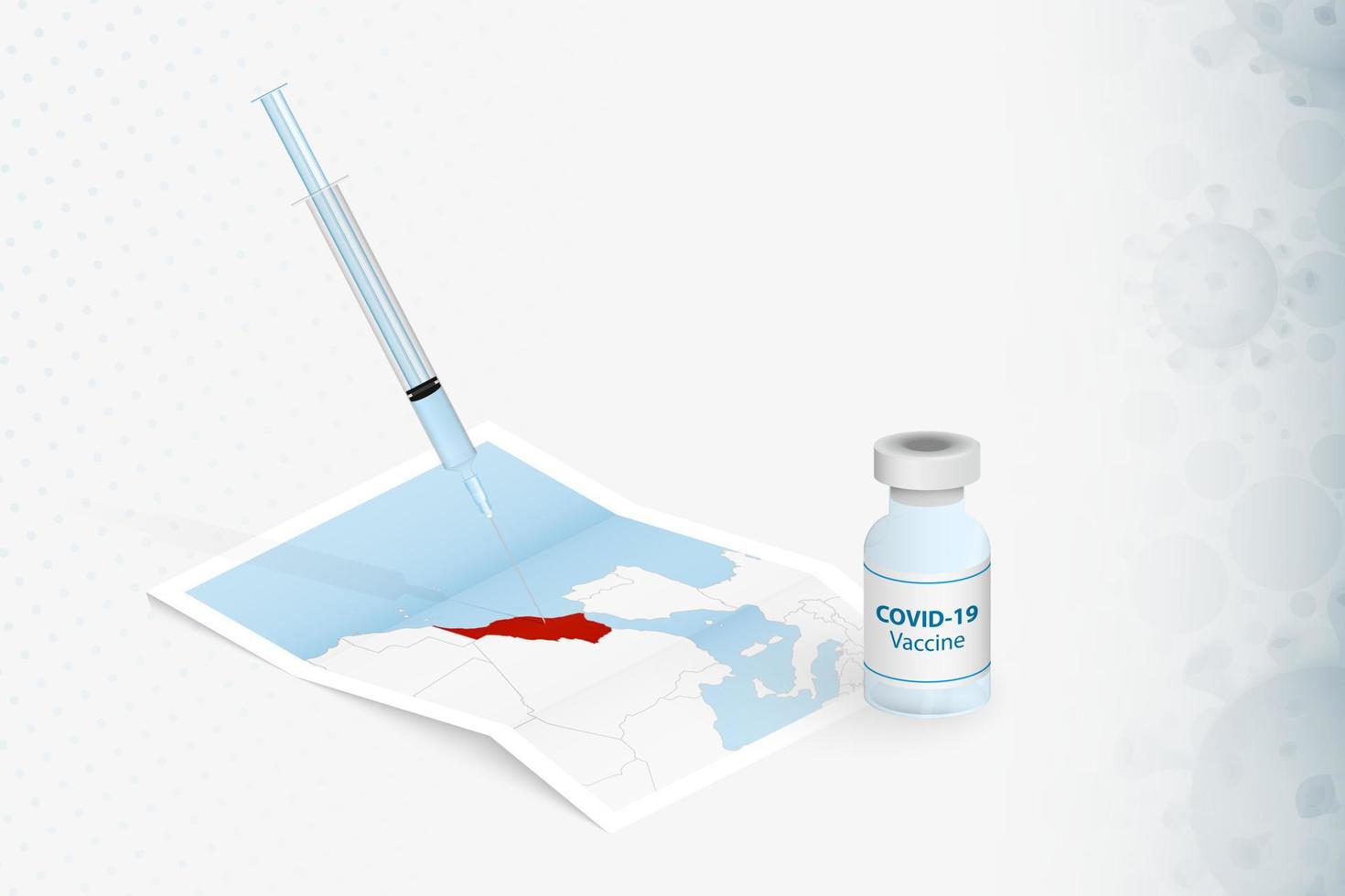 Morocco Vaccination, Injection with COVID-19 vaccine in Map of Morocco. vector