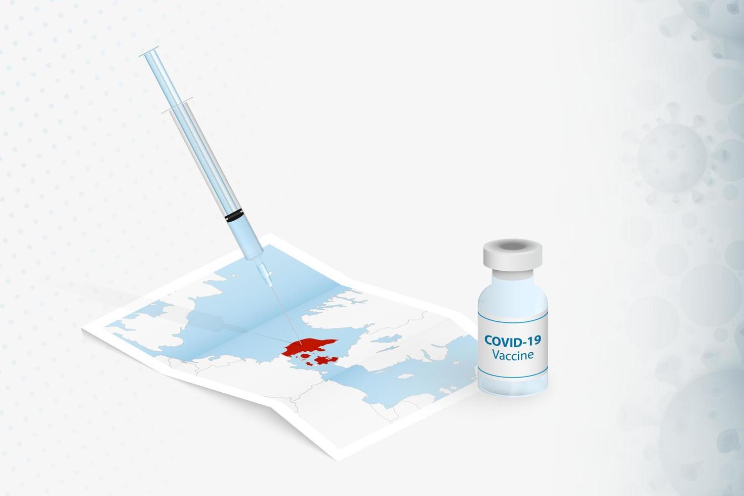 Denmark Vaccination, Injection with COVID-19 vaccine in Map of Denmark. vector