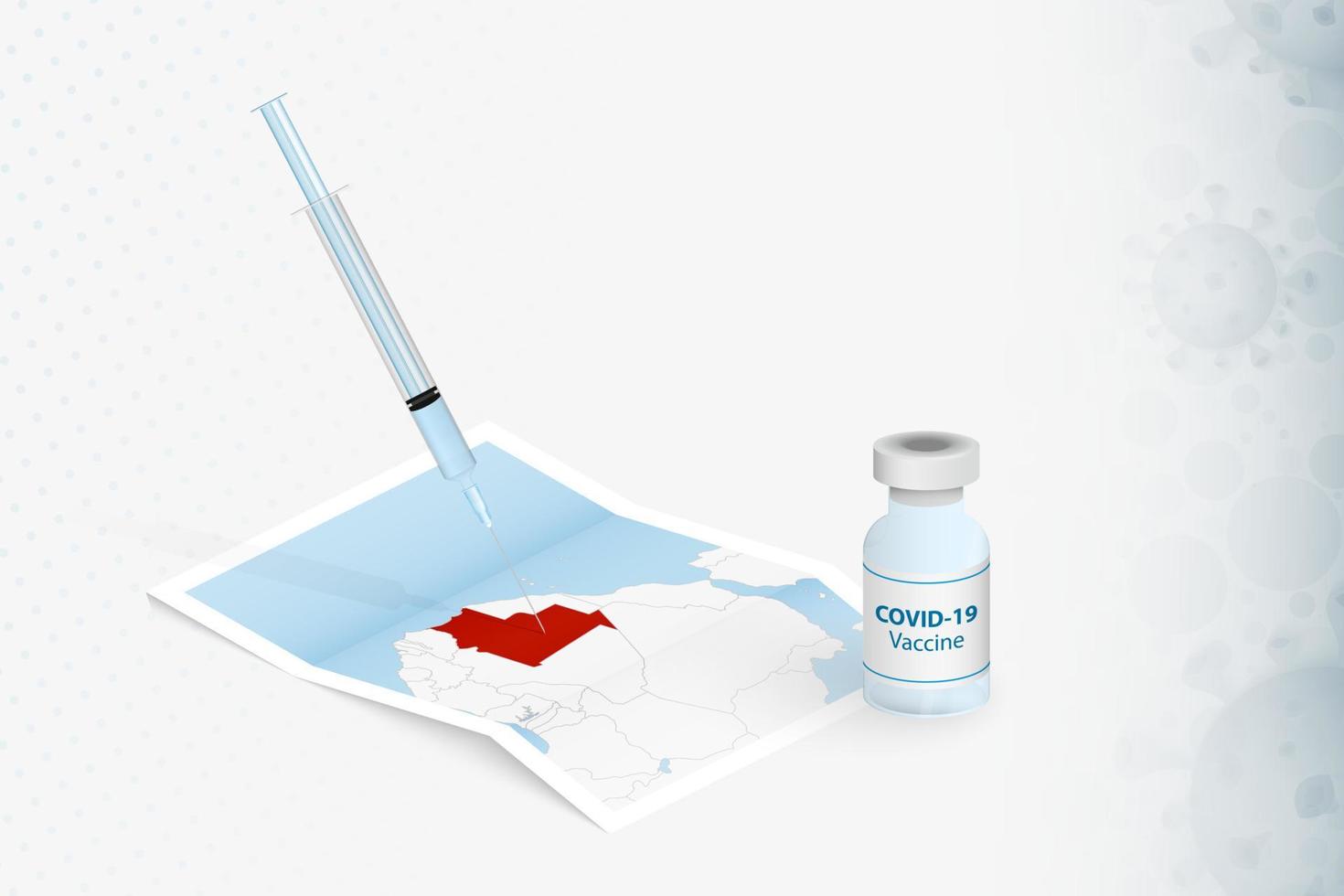 Mauritania Vaccination, Injection with COVID-19 vaccine in Map of Mauritania. vector