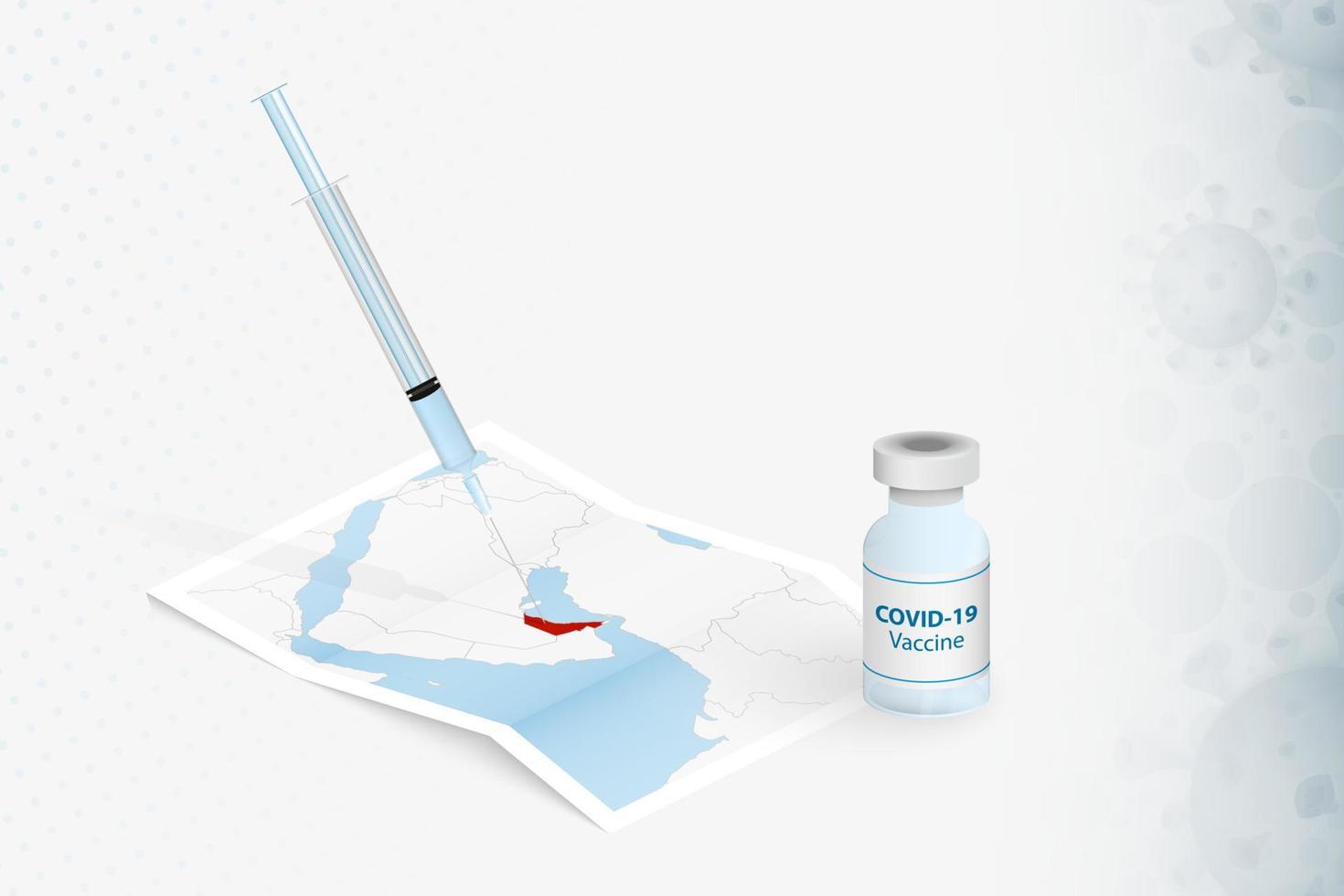 United Arab Emirates Vaccination, Injection with COVID-19 vaccine in Map of United Arab Emirates. vector