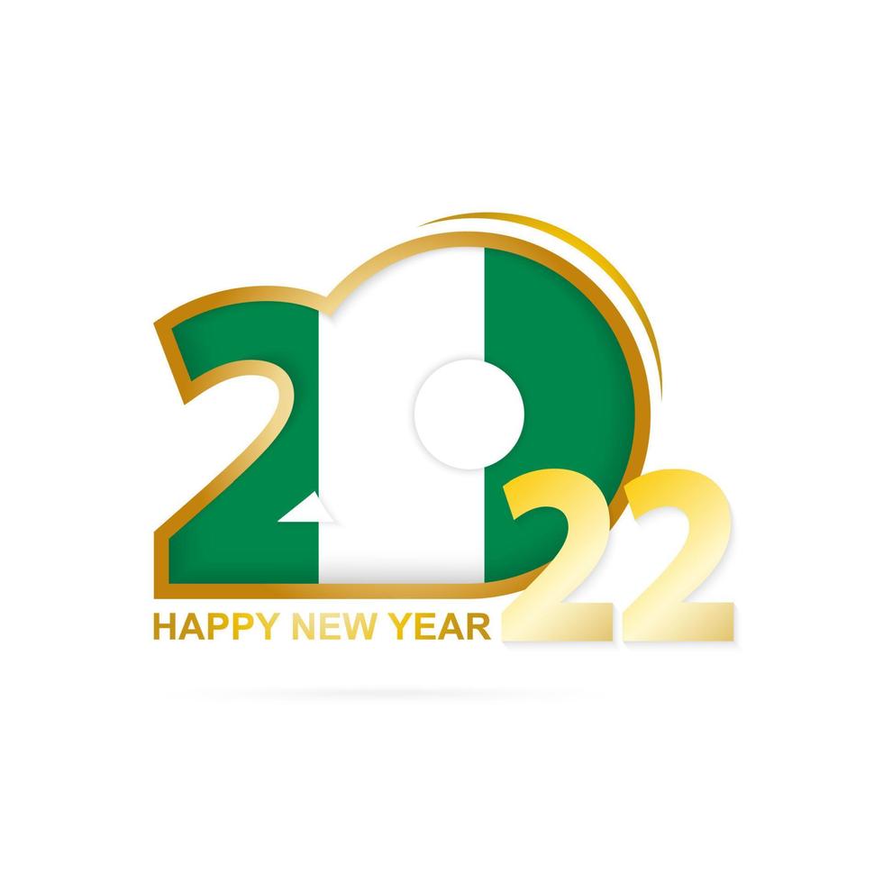 Year 2022 with Nigeria Flag pattern. Happy New Year Design. vector