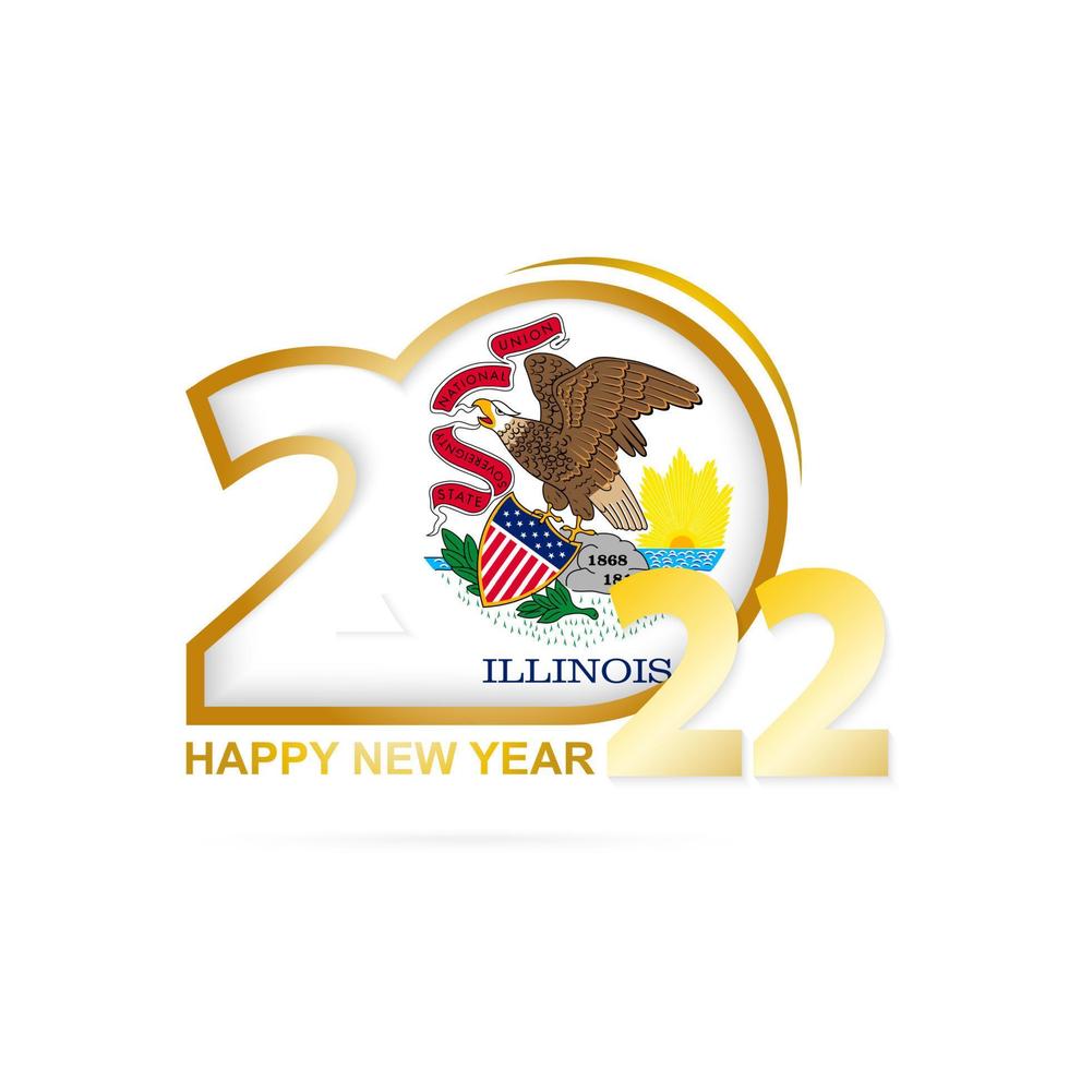 Year 2022 with Illinois Flag pattern. Happy New Year Design. vector