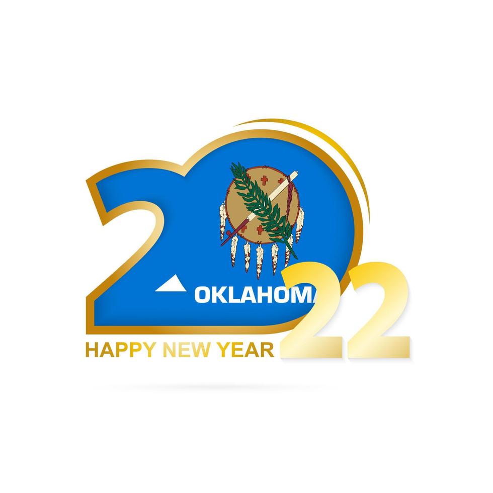 Year 2022 with Oklahoma Flag pattern. Happy New Year Design. vector