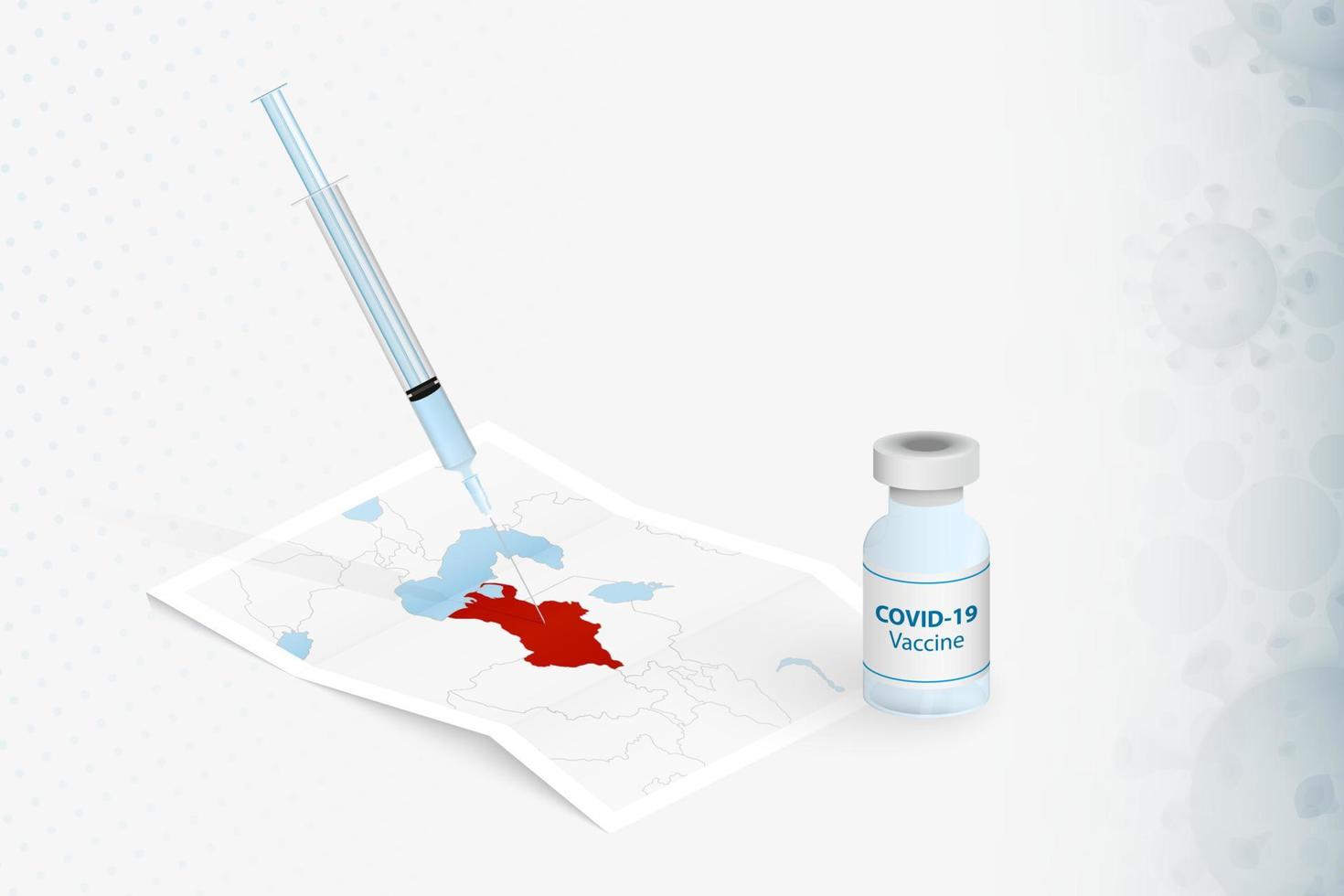 Turkmenistan Vaccination, Injection with COVID-19 vaccine in Map of Turkmenistan. vector
