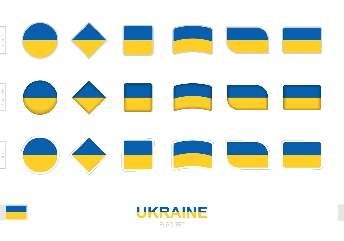 Ukraine flag set, simple flags of Ukraine with three different effects. vector