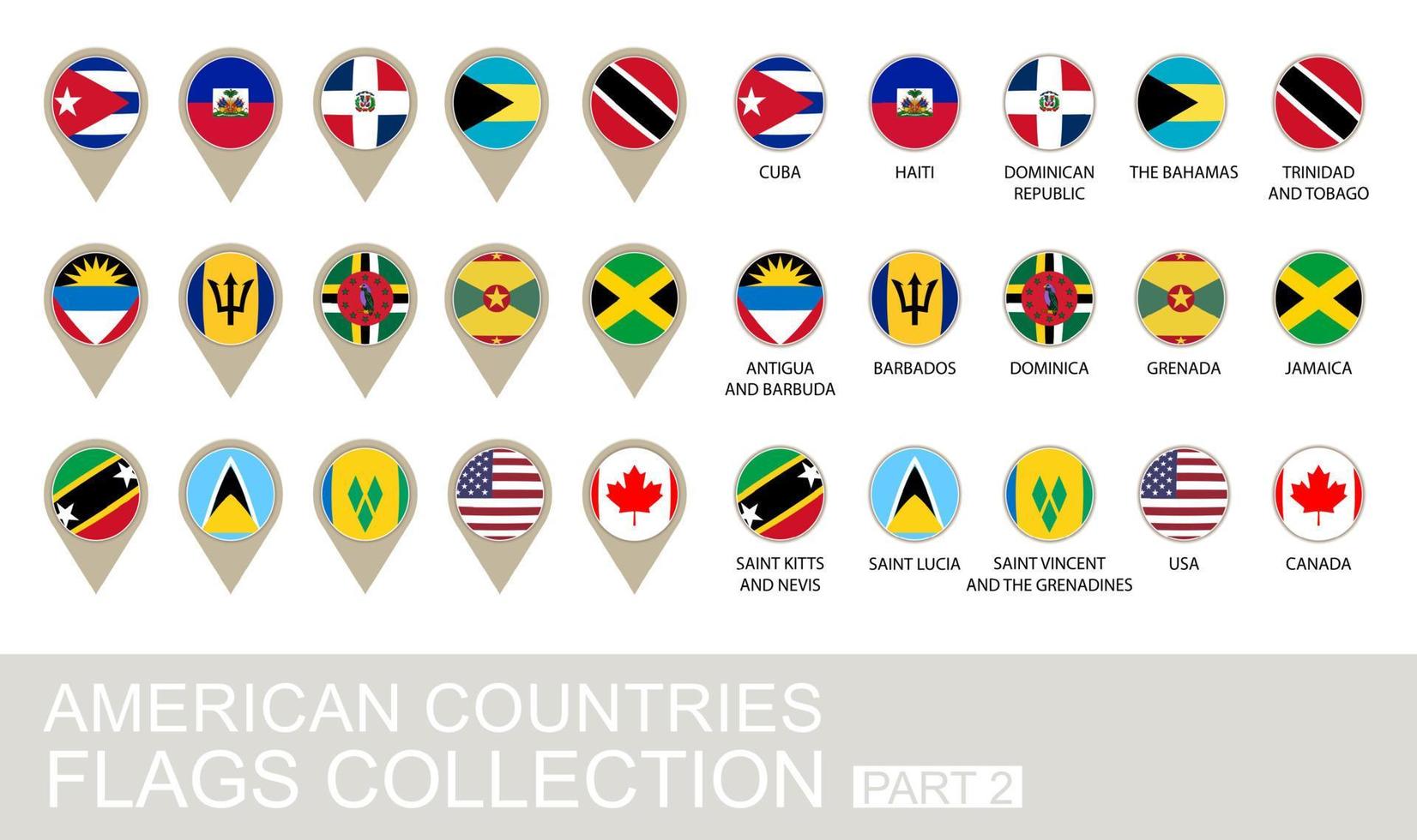 colección de banderas de países americanos, parte 2 vector