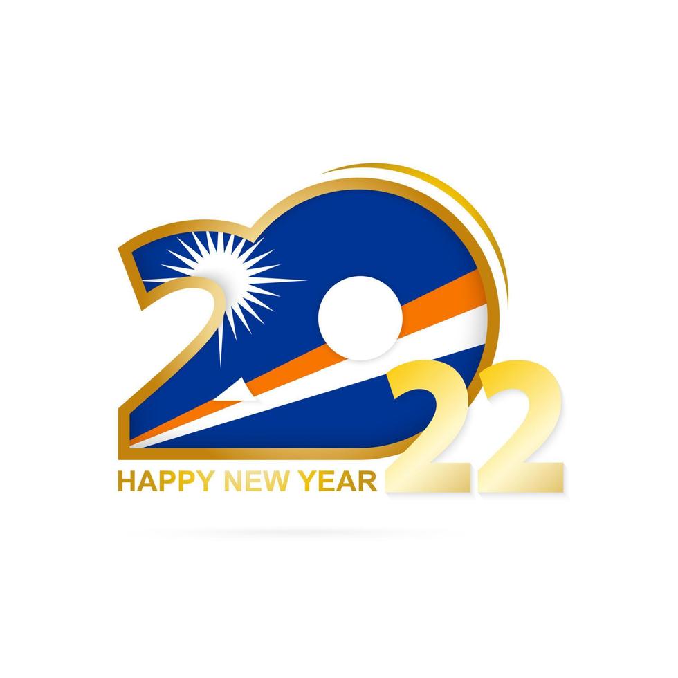 Year 2022 with Marshall Islands Flag pattern. Happy New Year Design. vector