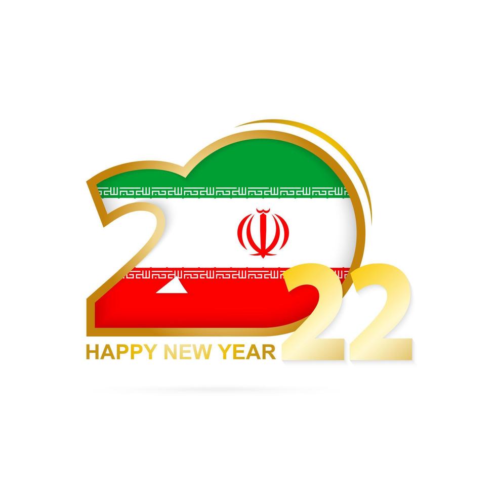 año 2022 con patrón de bandera de irán. diseño de feliz año nuevo. vector