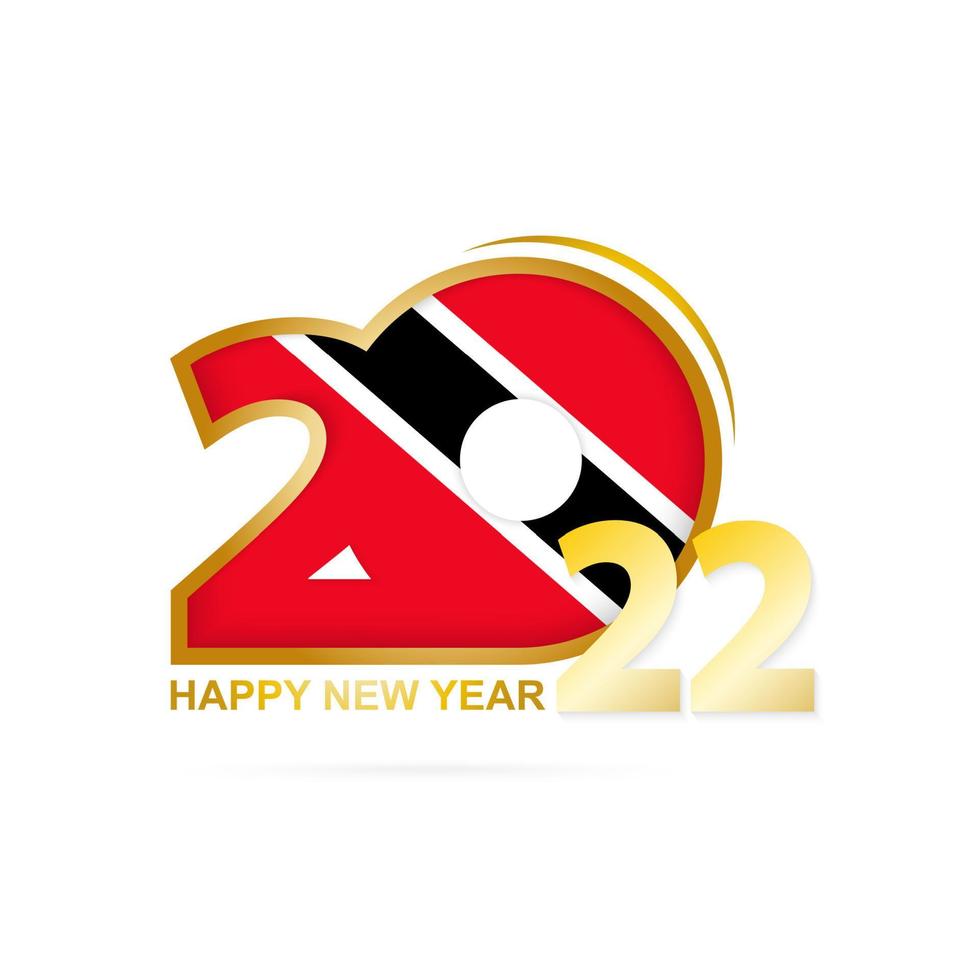 Year 2022 with Trinidad and Tobago Flag pattern. Happy New Year Design. vector