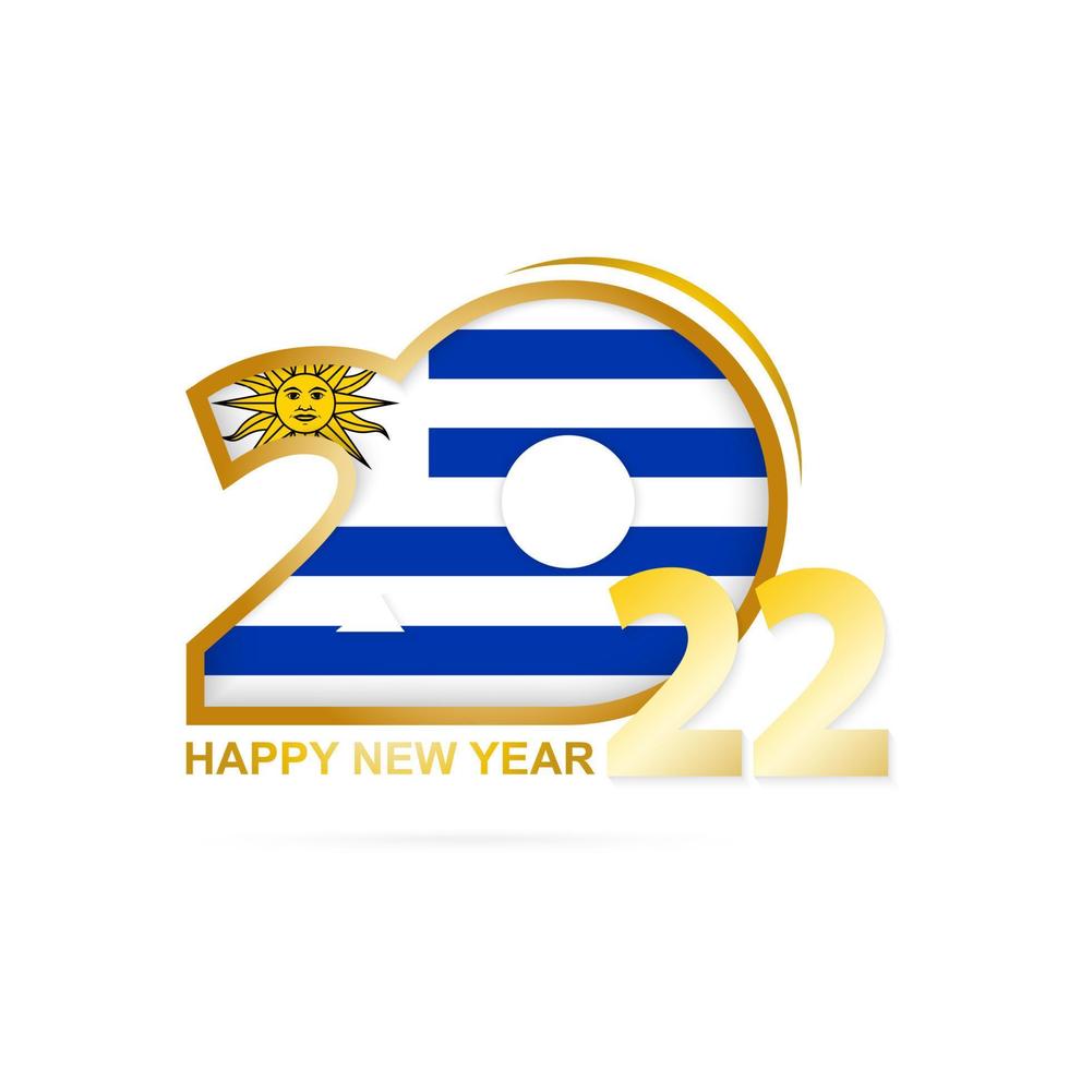 Year 2022 with Uruguay Flag pattern. Happy New Year Design. vector