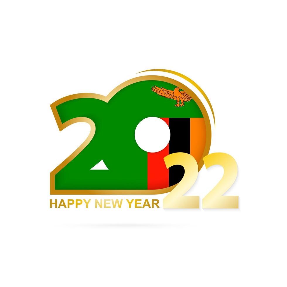 Year 2022 with Zambia Flag pattern. Happy New Year Design. vector
