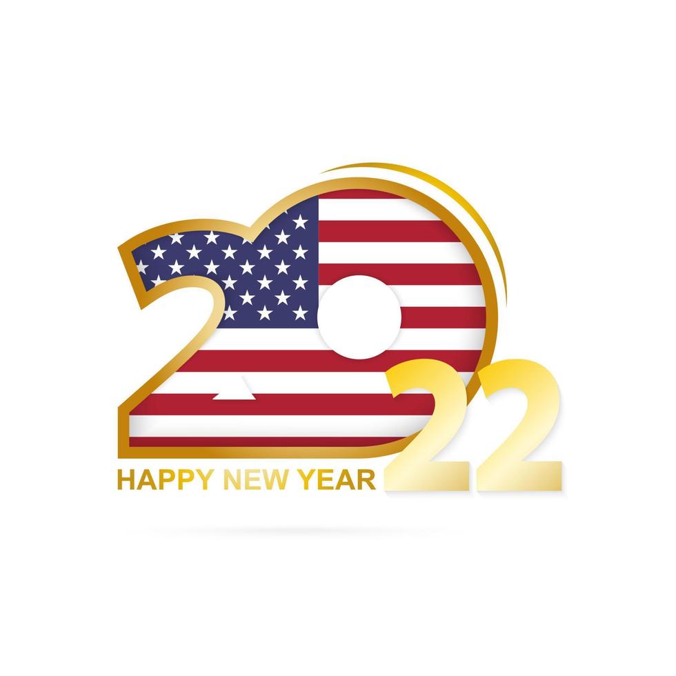 Year 2022 with USA Flag pattern. Happy New Year Design. vector
