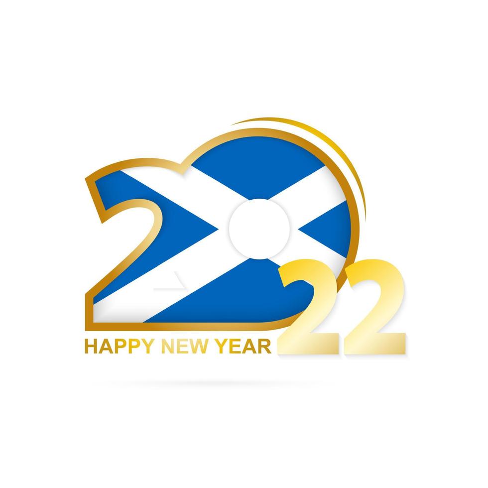 Year 2022 with Scotland Flag pattern. Happy New Year Design. vector