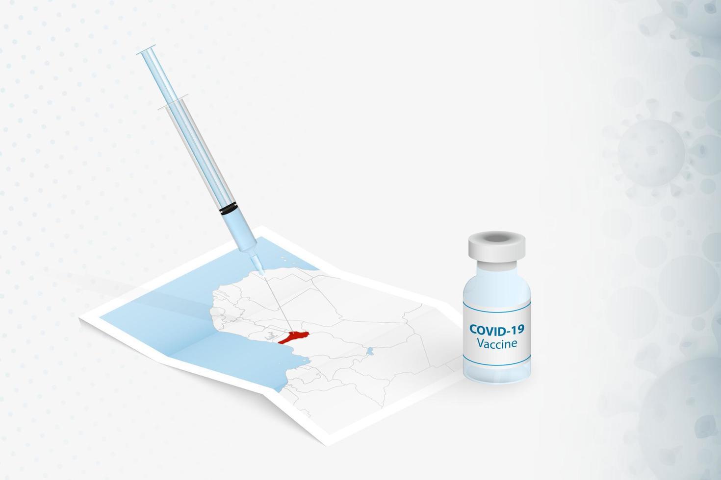 Benin Vaccination, Injection with COVID-19 vaccine in Map of Benin. vector