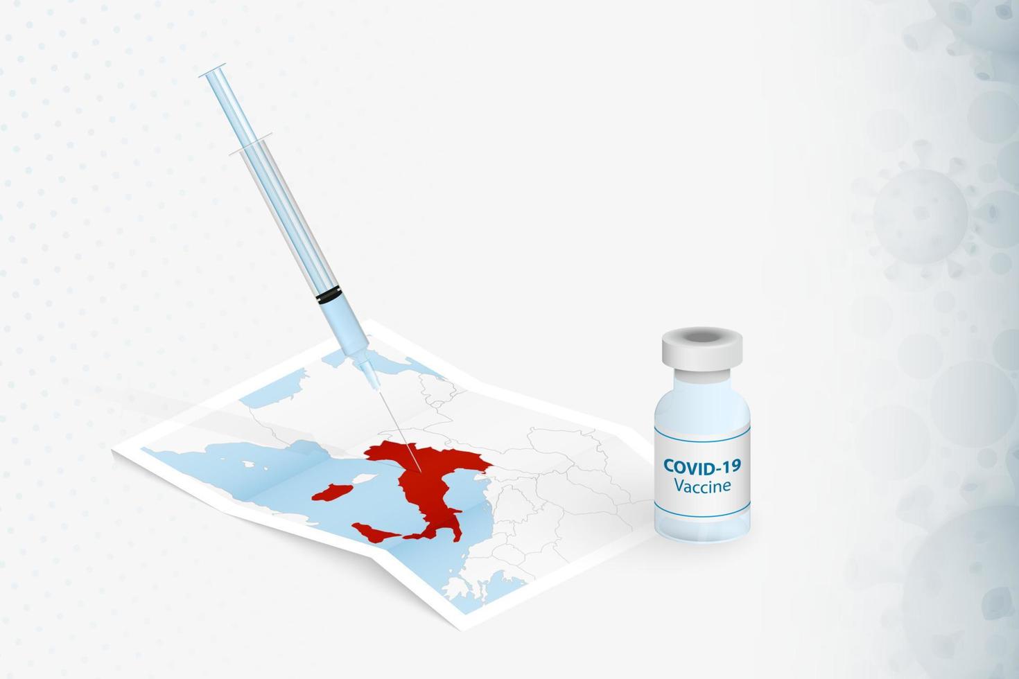 Italy Vaccination, Injection with COVID-19 vaccine in Map of Italy. vector