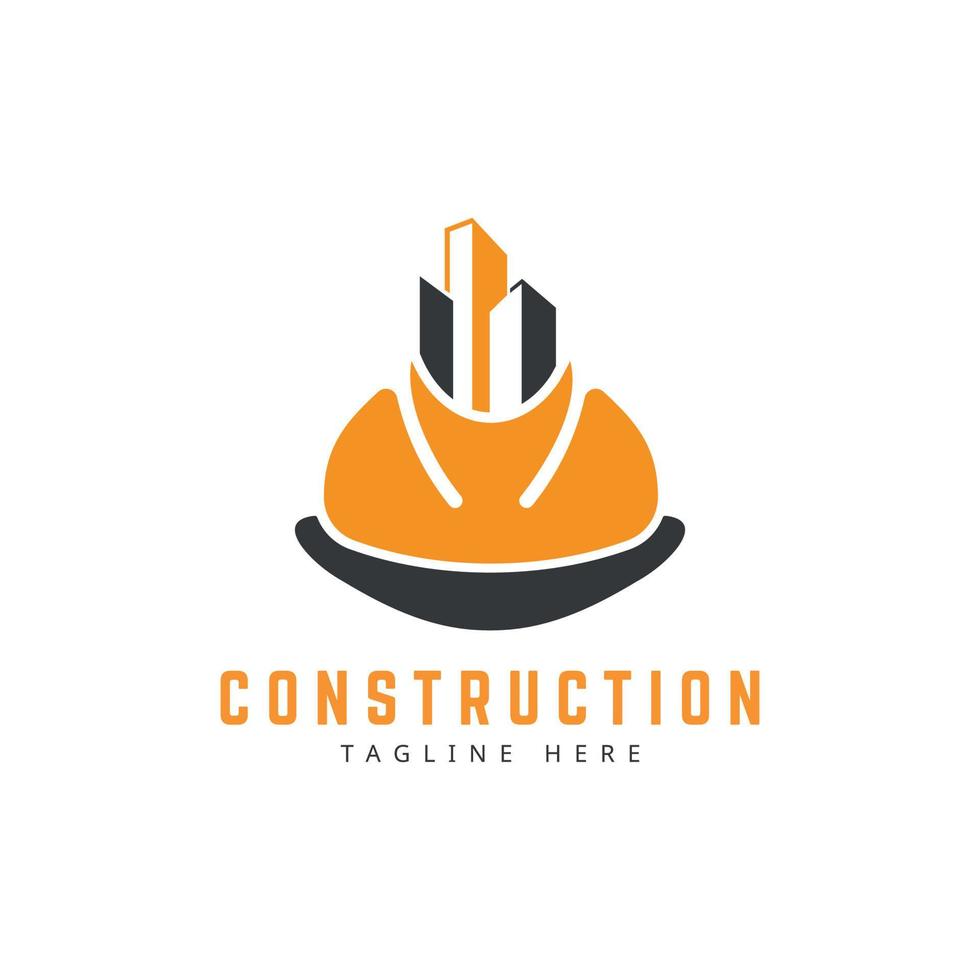 concepto de diseño de logotipo de construcción edificios y casco de construcción vector