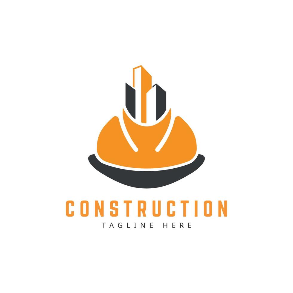 construction logo design concept buildings and construction helmet vector