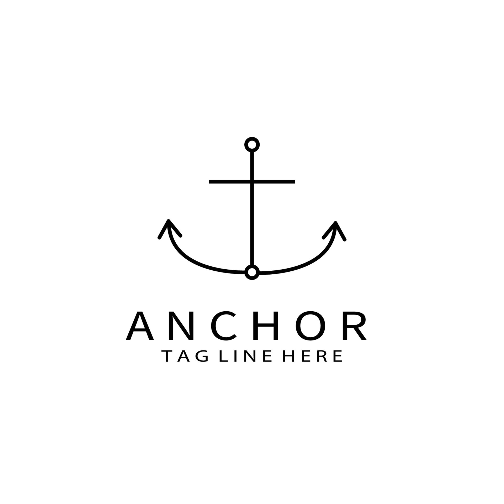 anchor logo illustration design line art outline linear 7412284 Vector ...