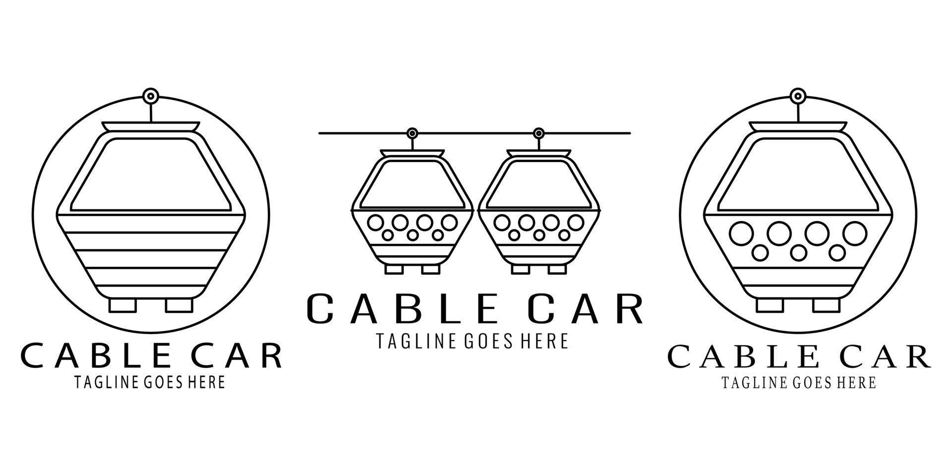 set bundle cable car logo design, icon, vector, illustration vector